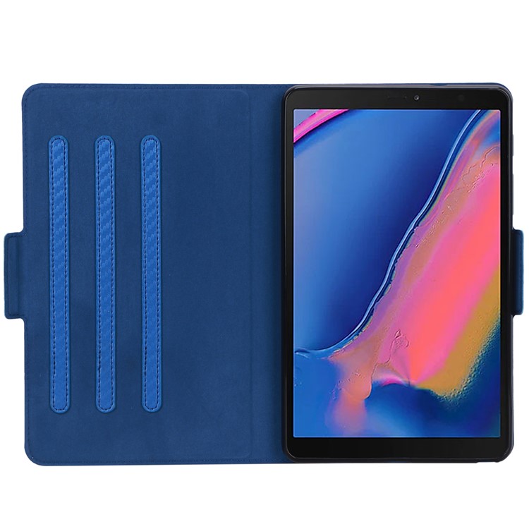 Carbon Fiber Texture Ultra-thin Stand Leather Tablet Case for Samsung Galaxy Tab A 8.0 (2019) with S Pen P200 P205 - Blue-4