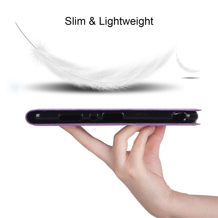 Carbon Fiber Texture Ultra-thin Stand Leather Tablet Case for Samsung Galaxy Tab A 8.0 (2019) with S Pen P200 P205 - Light Purple-10