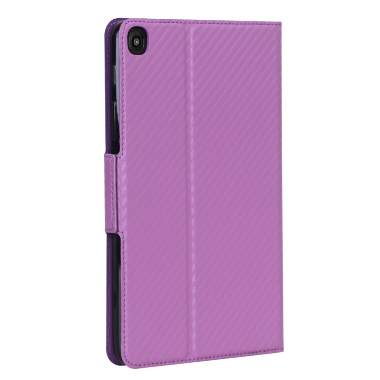 Carbon Fiber Texture Ultra-thin Stand Leather Tablet Case for Samsung Galaxy Tab A 8.0 (2019) with S Pen P200 P205 - Light Purple-4