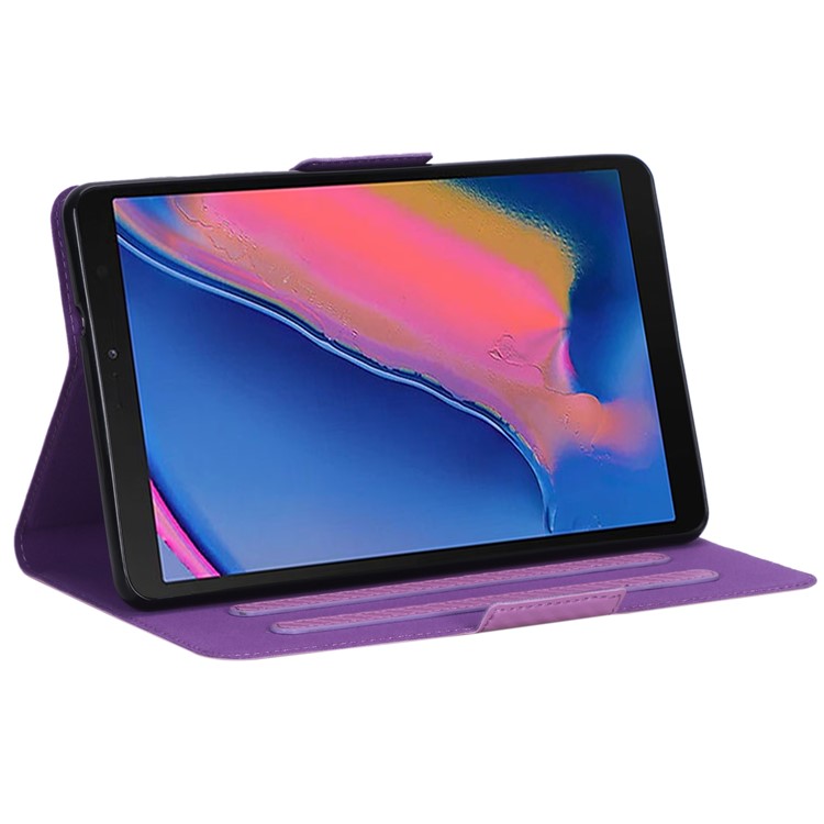 Carbon Fiber Texture Ultra-thin Stand Leather Tablet Case for Samsung Galaxy Tab A 8.0 (2019) with S Pen P200 P205 - Light Purple-6