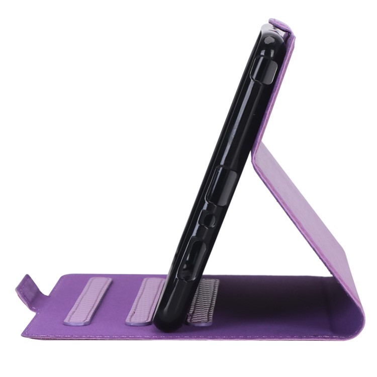 Carbon Fiber Texture Ultra-thin Stand Leather Tablet Case for Samsung Galaxy Tab A 8.0 (2019) with S Pen P200 P205 - Light Purple-7