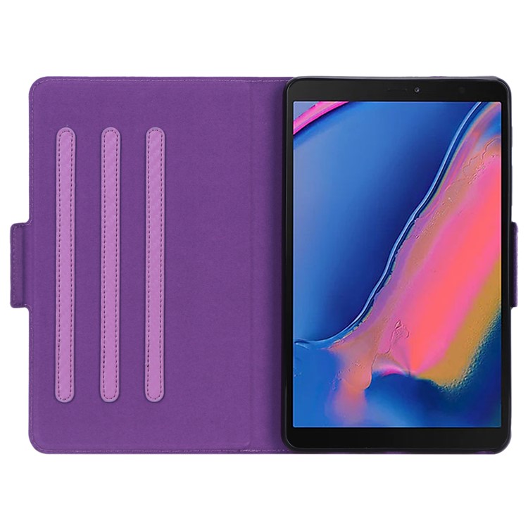 Carbon Fiber Texture Ultra-thin Stand Leather Tablet Case for Samsung Galaxy Tab A 8.0 (2019) with S Pen P200 P205 - Light Purple-9