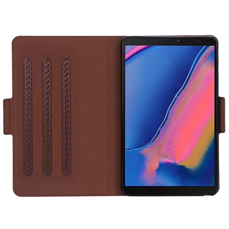 Ultradünne Tablet-Ledertasche Mit Kohlefaser-Textur Für Samsung Galaxy Tab A 8 (2019) - Braun-6
