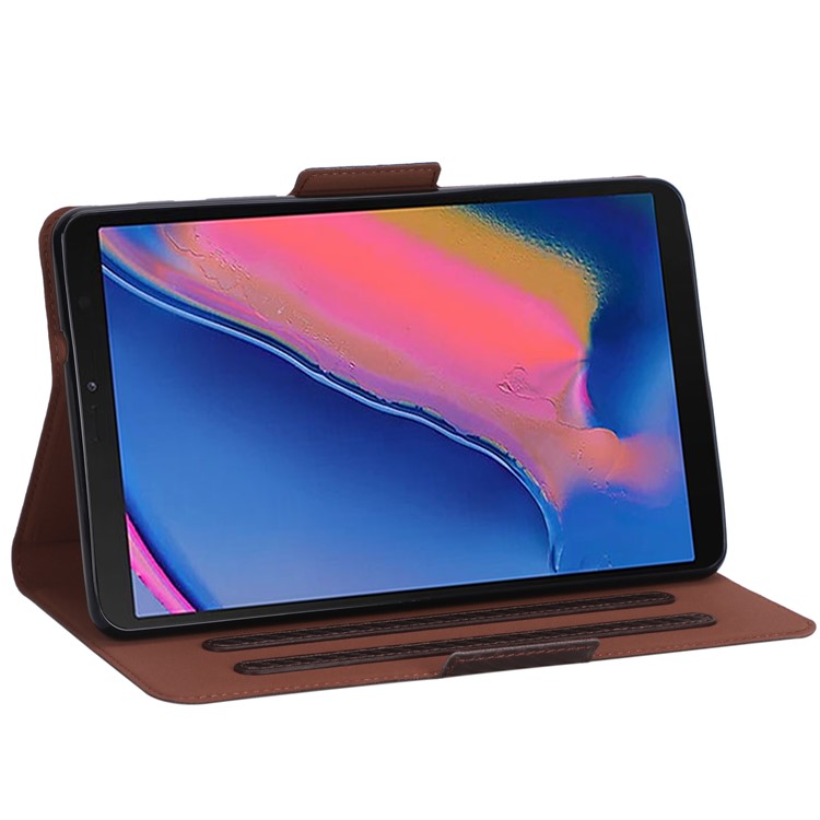 Ultradünne Tablet-Ledertasche Mit Kohlefaser-Textur Für Samsung Galaxy Tab A 8 (2019) - Braun-7