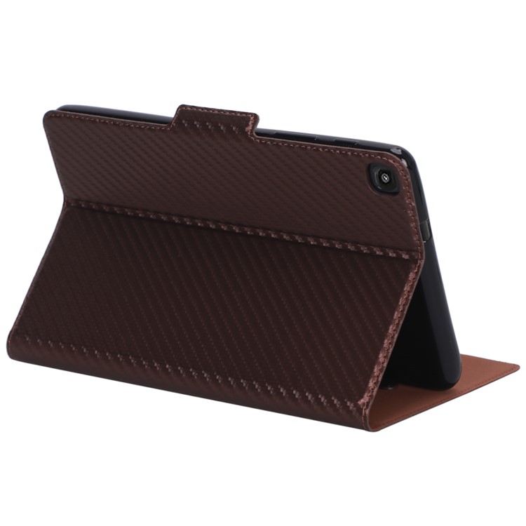 Ultradünne Tablet-Ledertasche Mit Kohlefaser-Textur Für Samsung Galaxy Tab A 8 (2019) - Braun-9