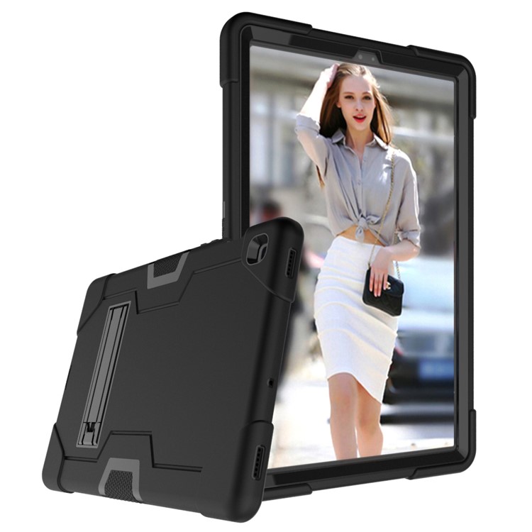 Shock Proof TPU + PC Hybrid Tablet Protective Case with Kickstand for Samsung Galaxy Tab S5e SM-T720 / SM-T725 - All Black-5