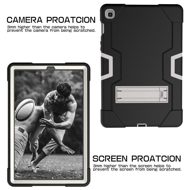 Shock Proof TPU + PC Hybrid Tablet Protective Case with Kickstand for Samsung Galaxy Tab S5e SM-T720 / SM-T725 - Black / Silver-3