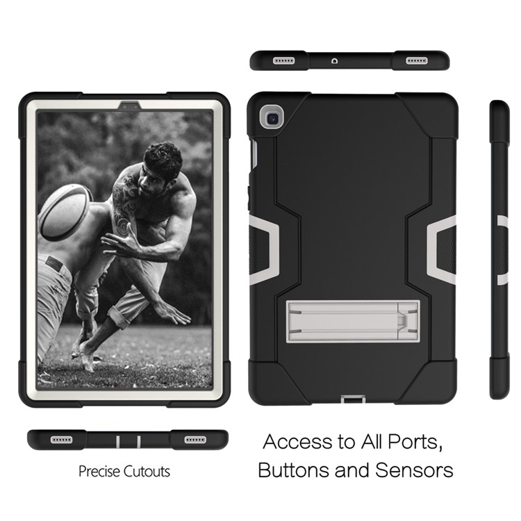 Shock Proof TPU + PC Hybrid Tablet Protective Case with Kickstand for Samsung Galaxy Tab S5e SM-T720 / SM-T725 - Black / Silver-4