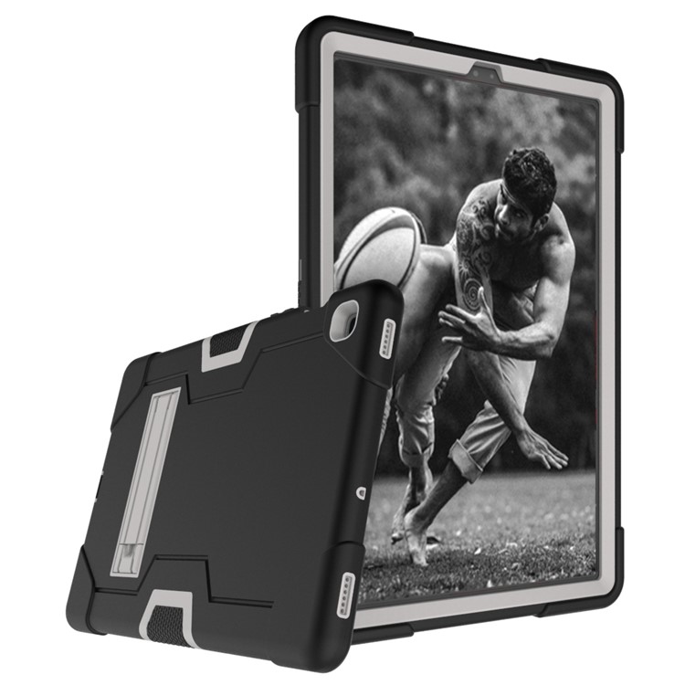 Shock Proof TPU + PC Hybrid Tablet Protective Case with Kickstand for Samsung Galaxy Tab S5e SM-T720 / SM-T725 - Black / Silver-5