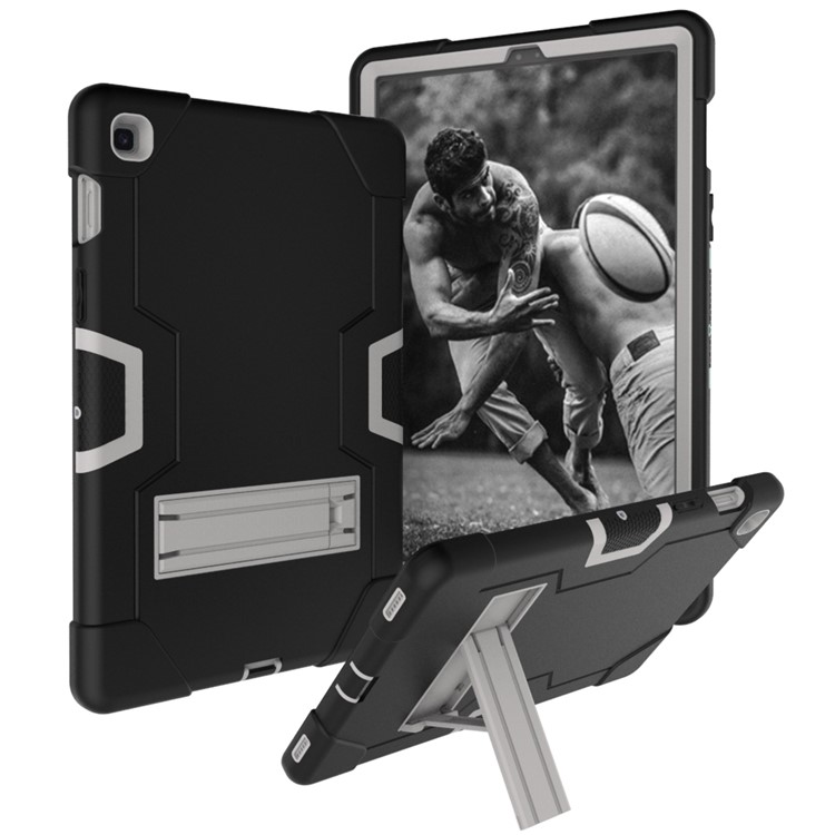Shock Proof TPU + PC Hybrid Tablet Protective Case with Kickstand for Samsung Galaxy Tab S5e SM-T720 / SM-T725 - Black / Silver-7