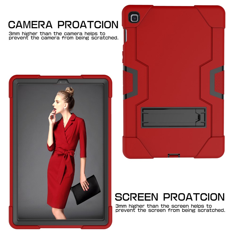 Tpu de Choque TPU + PC Híbrida Caso Protector Con Kickstand Para Samsung Galaxy Tab S5e SM-T720 / SM-T725 - Rojo / Negro