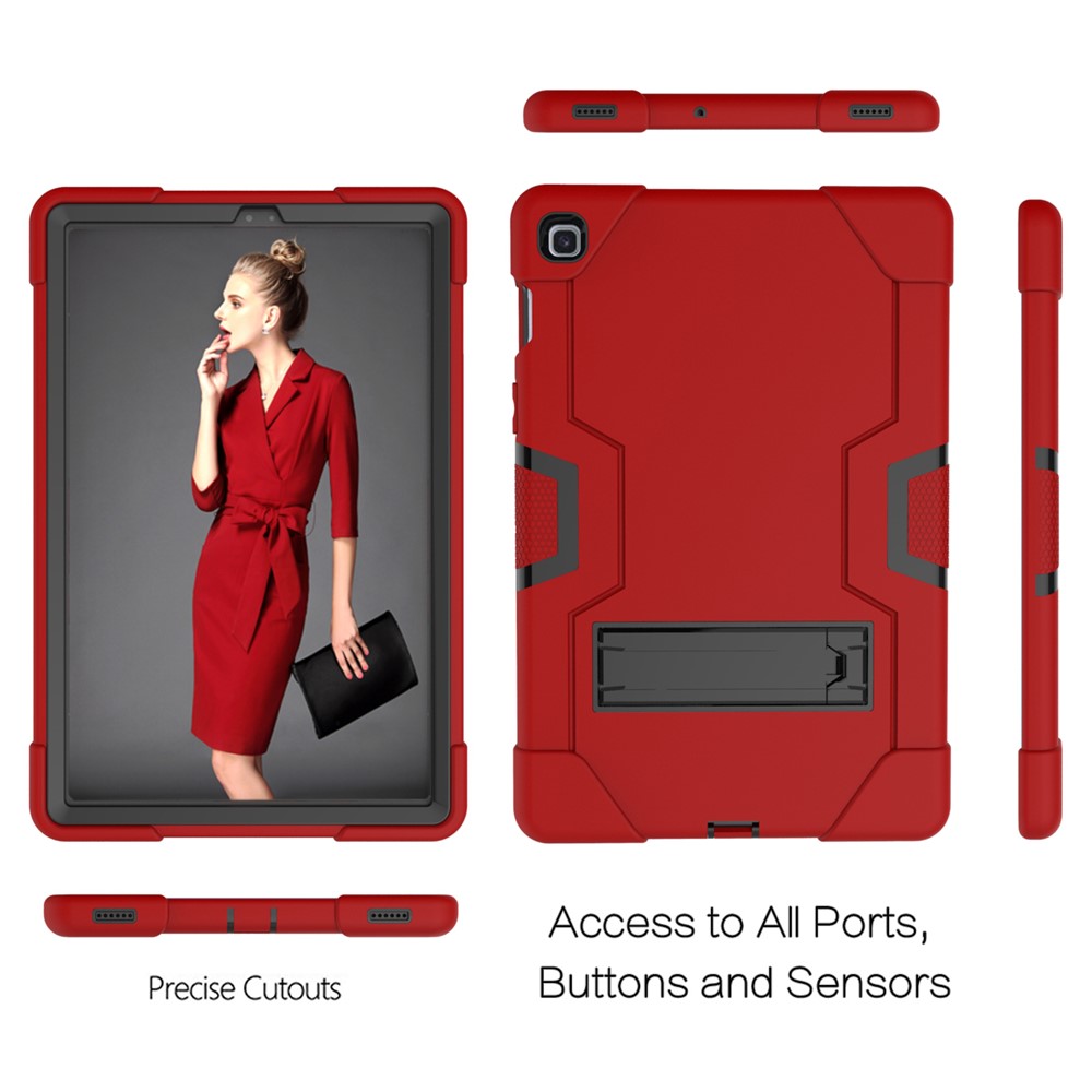 Tpu de Choque TPU + PC Híbrida Caso Protector Con Kickstand Para Samsung Galaxy Tab S5e SM-T720 / SM-T725 - Rojo / Negro