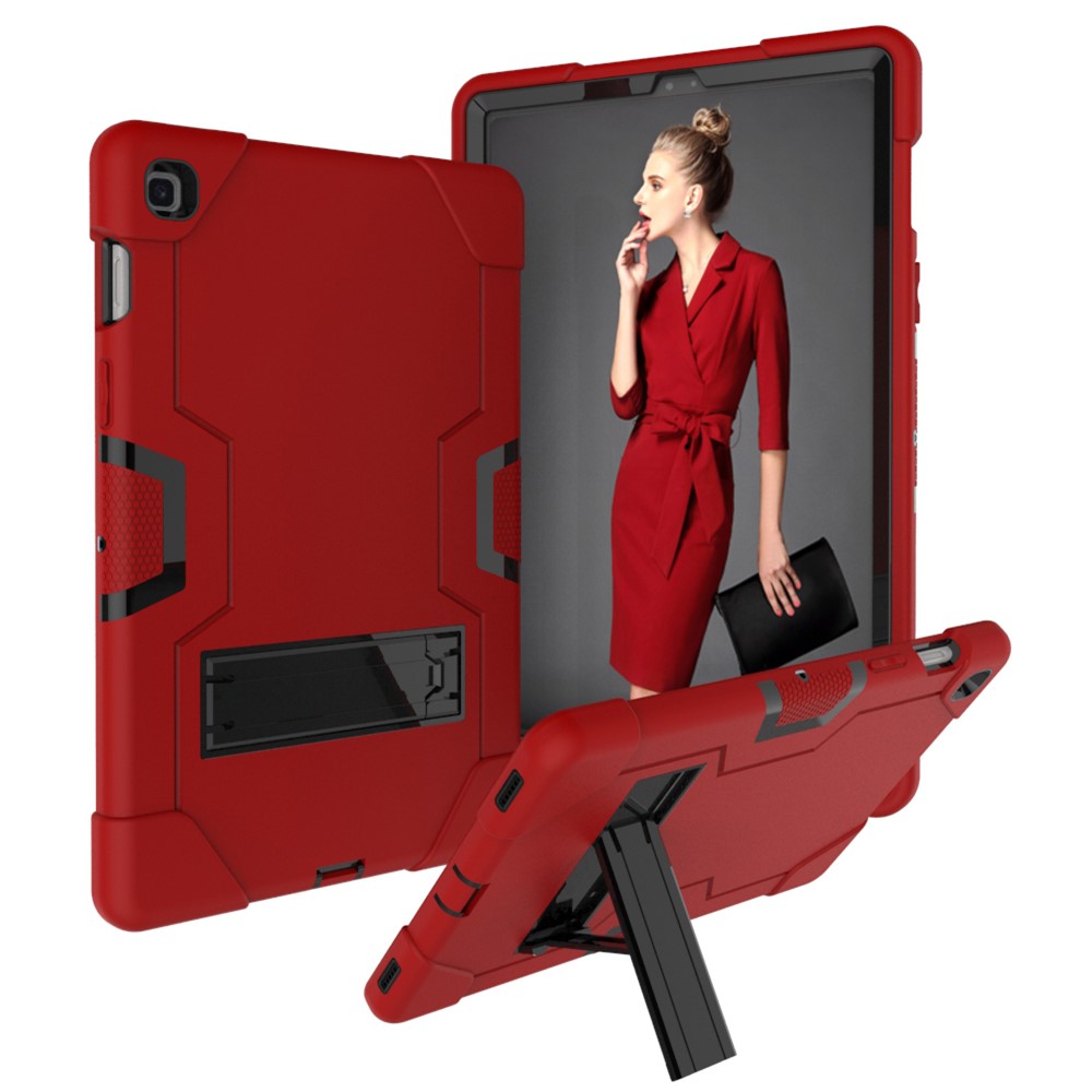 Tpu de Choque TPU + PC Híbrida Caso Protector Con Kickstand Para Samsung Galaxy Tab S5e SM-T720 / SM-T725 - Rojo / Negro