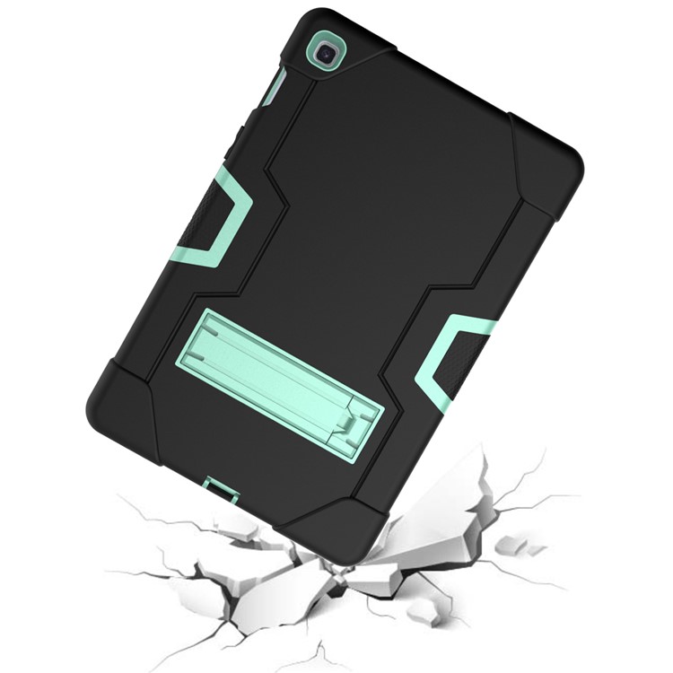 Shock Proof TPU + PC Hybrid Tablet Protective Case with Kickstand for Samsung Galaxy Tab S5e SM-T720 / SM-T725 - Black / Cyan-2