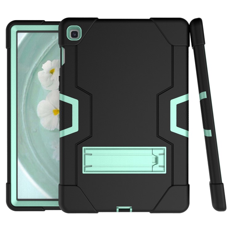 Shock Proof TPU + PC Hybrid Tablet Protective Case with Kickstand for Samsung Galaxy Tab S5e SM-T720 / SM-T725 - Black / Cyan-6