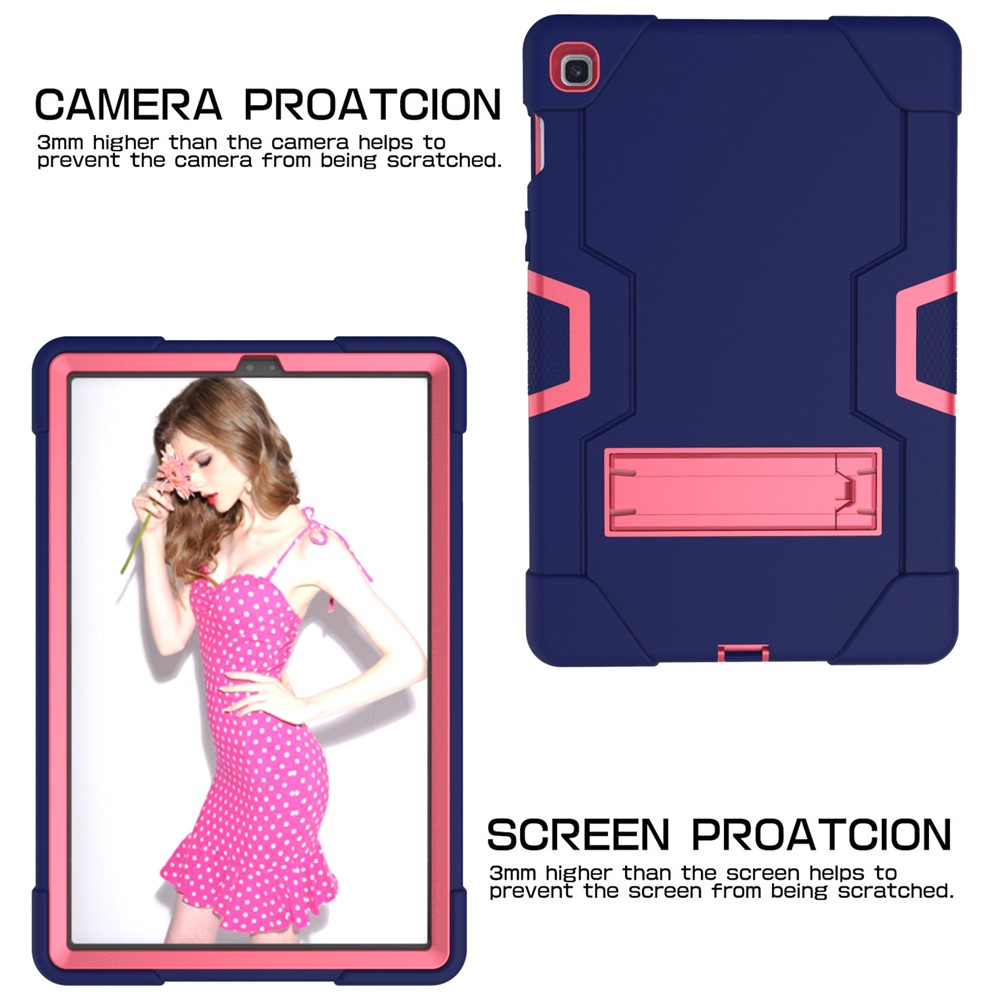 Shock Proof TPU + PC Hybrid Tablet Protective Case with Kickstand for Samsung Galaxy Tab S5e SM-T720 / SM-T725 - Dark Blue / Rose-3