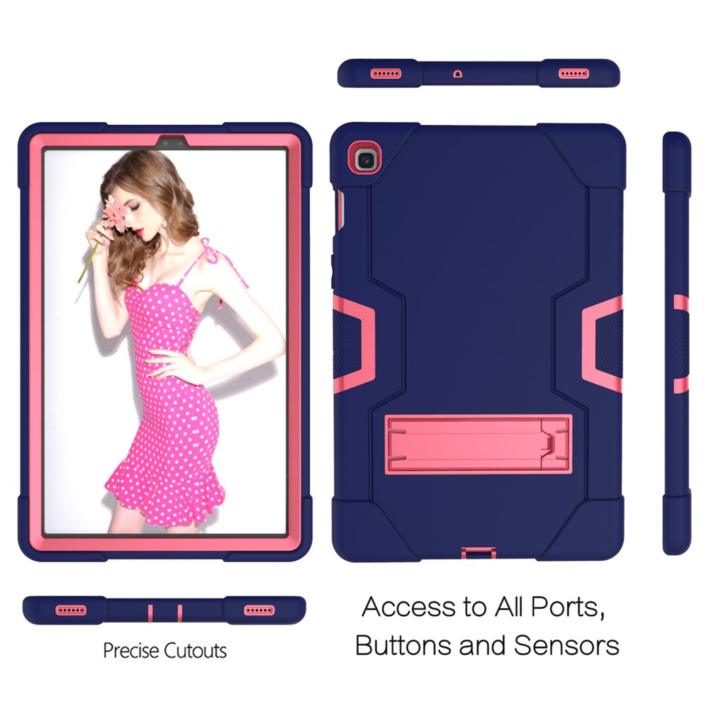 Shock Proof TPU + PC Hybrid Tablet Protective Case with Kickstand for Samsung Galaxy Tab S5e SM-T720 / SM-T725 - Dark Blue / Rose-4