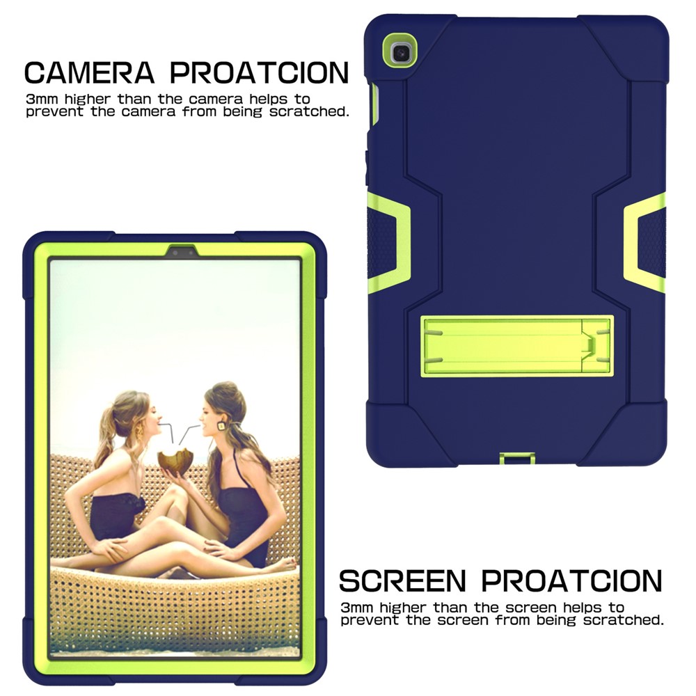 Shock Proof TPU + PC Hybrid Tablet Protective Case with Kickstand for Samsung Galaxy Tab S5e SM-T720 / SM-T725 - Dark Blue / Green-3