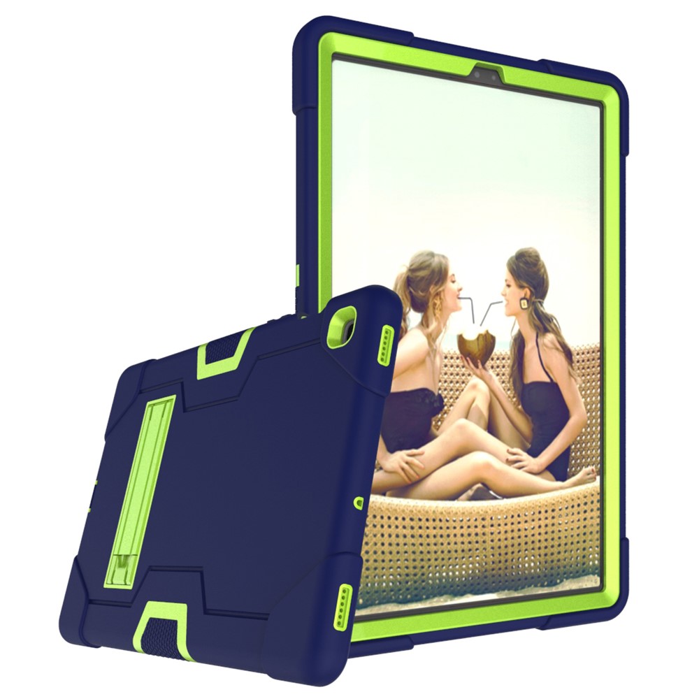 Caixa de Proteção à Prova de Choque TPU + PC Hybrid Tablet Com Kickstand Para Samsung Galaxy Tab S5e Sm-t720 / SM-T725 - Azul Escuro / Verde