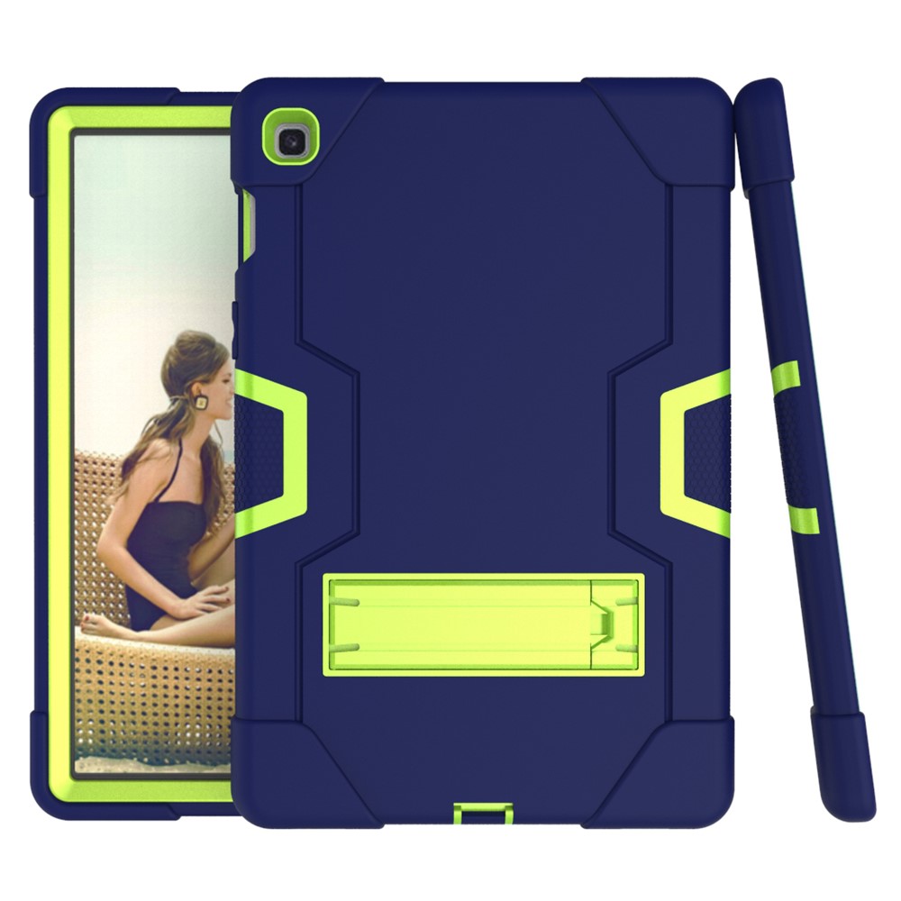 Caixa de Proteção à Prova de Choque TPU + PC Hybrid Tablet Com Kickstand Para Samsung Galaxy Tab S5e Sm-t720 / SM-T725 - Azul Escuro / Verde