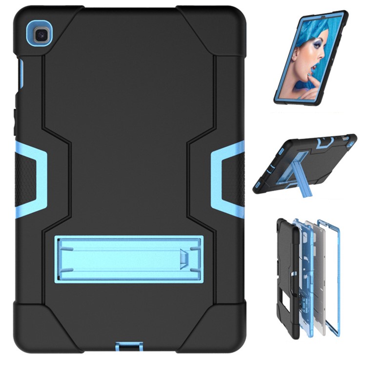 Shock Proof TPU + PC Hybrid Tablet Protective Case with Kickstand for Samsung Galaxy Tab S5e SM-T720 / SM-T725 - Black / Baby Blue-1