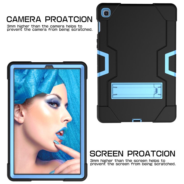 Shock Proof TPU + PC Hybrid Tablet Protective Case with Kickstand for Samsung Galaxy Tab S5e SM-T720 / SM-T725 - Black / Baby Blue-3