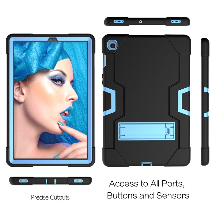 Shock Proof TPU + PC Hybrid Tablet Protective Case with Kickstand for Samsung Galaxy Tab S5e SM-T720 / SM-T725 - Black / Baby Blue-4