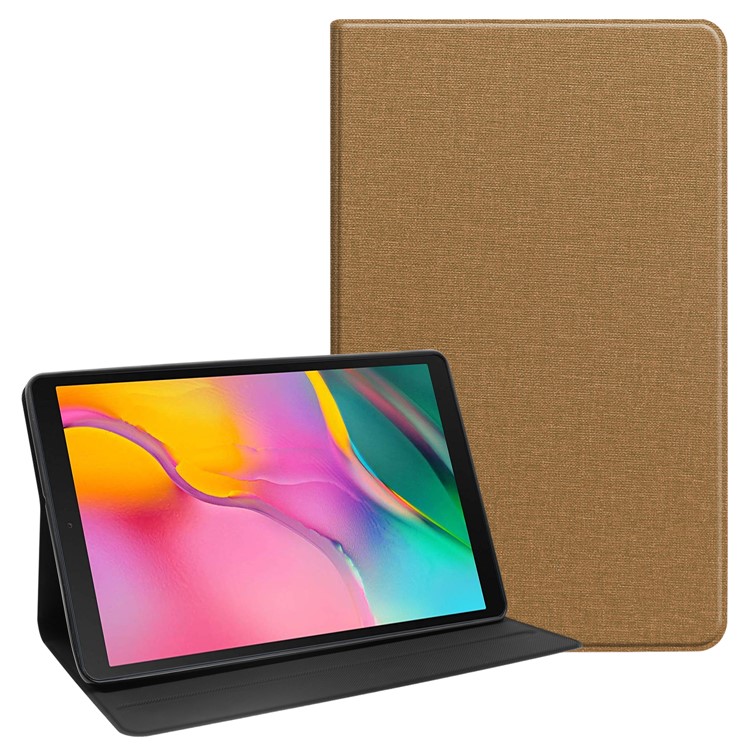 Cloth Texture Stand Leather Protective Casing for Samsung Galaxy Tab S5e SM-T720 / SM-T725 - Light Brown-1