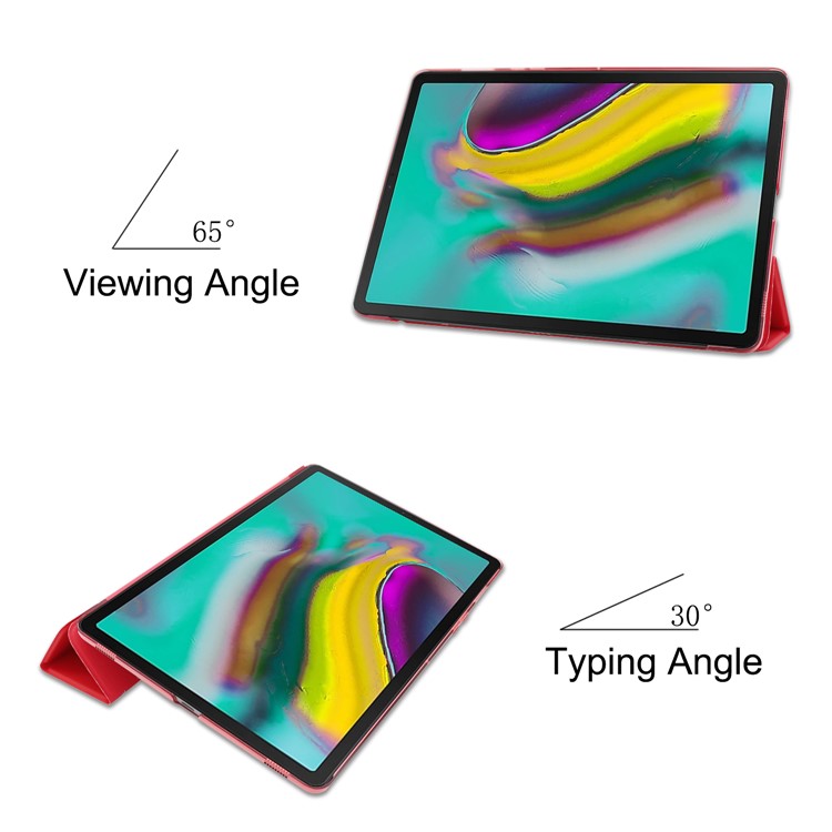 Tri-fold PU Leather Stand Tablet Cover for Samsung Galaxy Tab S5e SM-T720 / SM-T725 - Red-3
