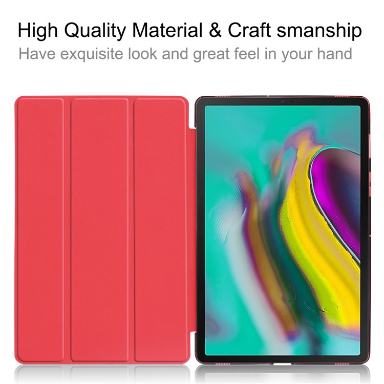 Tri-fold PU Leather Stand Tablet Cover for Samsung Galaxy Tab S5e SM-T720 / SM-T725 - Red-6