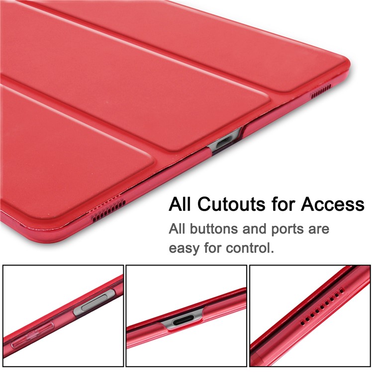 Tri-fold PU Leather Stand Tablet Cover for Samsung Galaxy Tab S5e SM-T720 / SM-T725 - Red-9