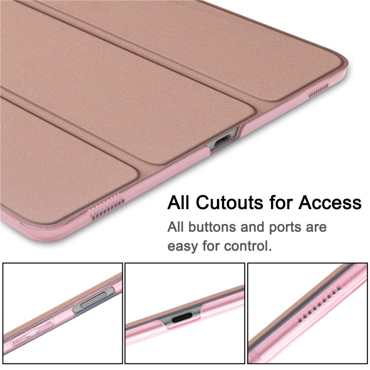 Tri-fold PU Leather Stand Tablet Cover for Samsung Galaxy Tab S5e SM-T720 / SM-T725 - Rose Gold-9