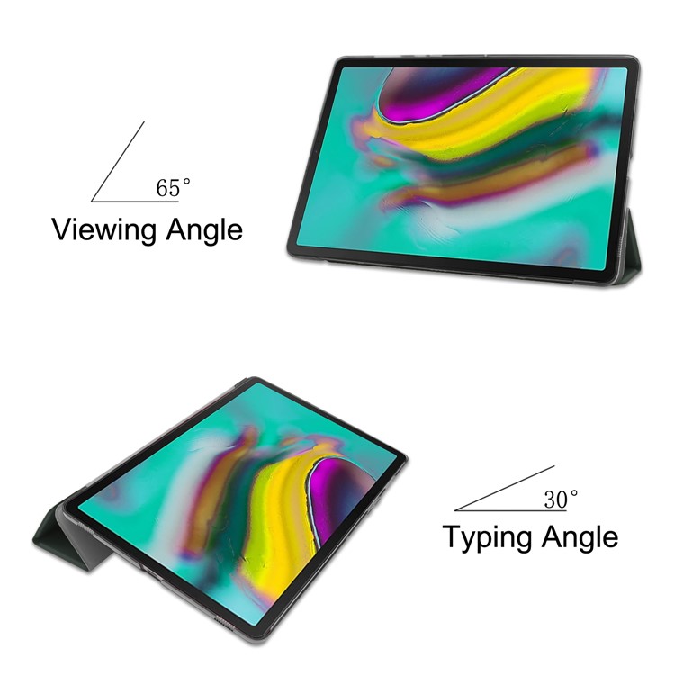 Tri-fold PU Leather Stand Tablet Cover for Samsung Galaxy Tab S5e SM-T720 / SM-T725 - Dark Green-3