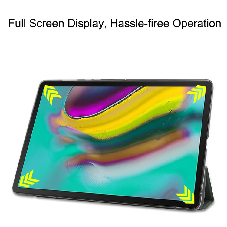 Tri-fold PU Leather Stand Tablet Cover for Samsung Galaxy Tab S5e SM-T720 / SM-T725 - Dark Green-4