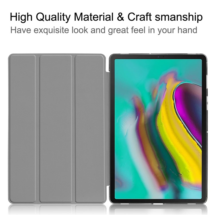 Tri-fold PU Leather Stand Tablet Cover for Samsung Galaxy Tab S5e SM-T720 / SM-T725 - Dark Green-6
