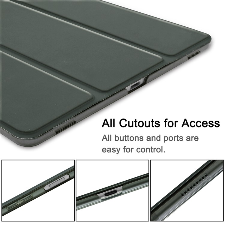 Tri-fold PU Leather Stand Tablet Cover for Samsung Galaxy Tab S5e SM-T720 / SM-T725 - Dark Green-9