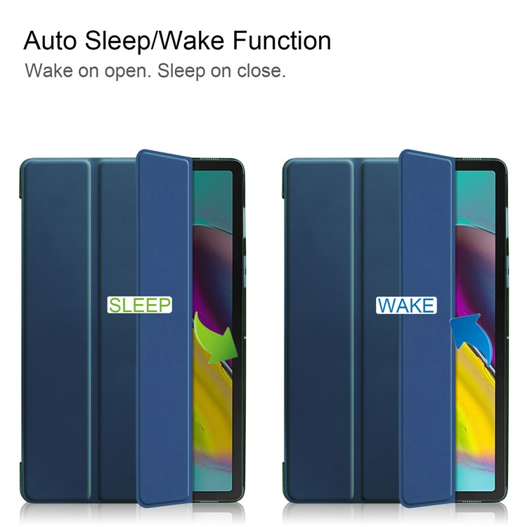 Tri-fold PU Leather Stand Tablet Cover for Samsung Galaxy Tab S5e SM-T720 / SM-T725 - Dark Blue-2