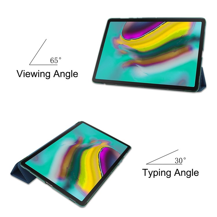 Tri-fold PU Leather Stand Tablet Cover for Samsung Galaxy Tab S5e SM-T720 / SM-T725 - Dark Blue-3