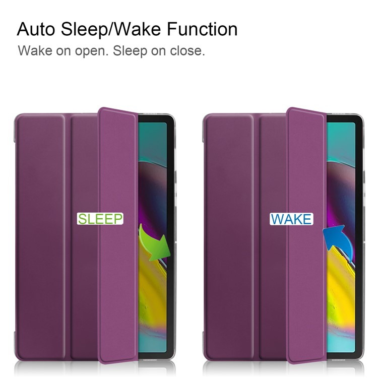 Tri-fold PU Leather Stand Tablet Cover for Samsung Galaxy Tab S5e SM-T720 / SM-T725 - Purple-2