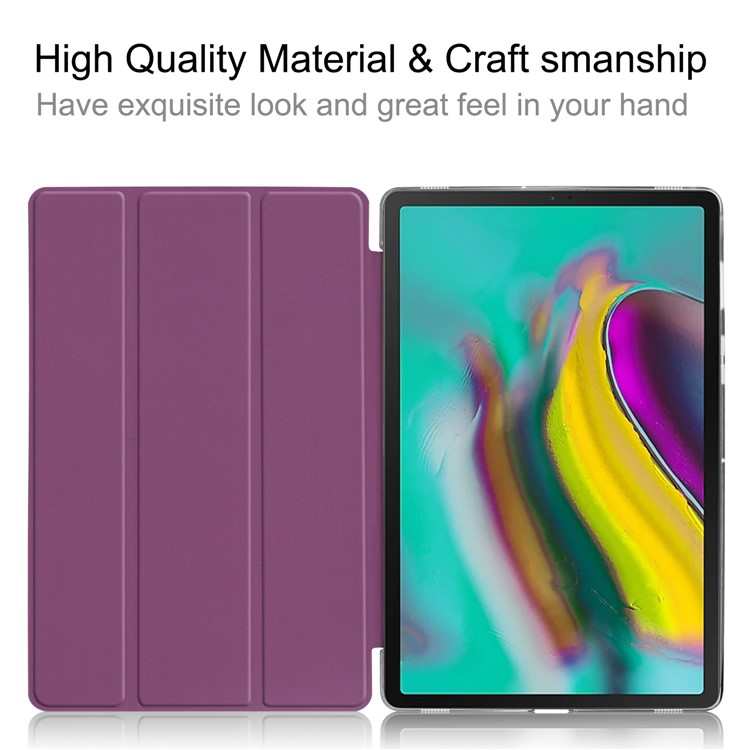 Tri-fold PU Leather Stand Tablet Cover for Samsung Galaxy Tab S5e SM-T720 / SM-T725 - Purple-6