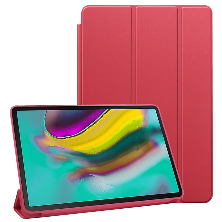 Tri-fold Stand Leather Smart Case for Samsung Galaxy Tab S5e SM-T720 - Red-1