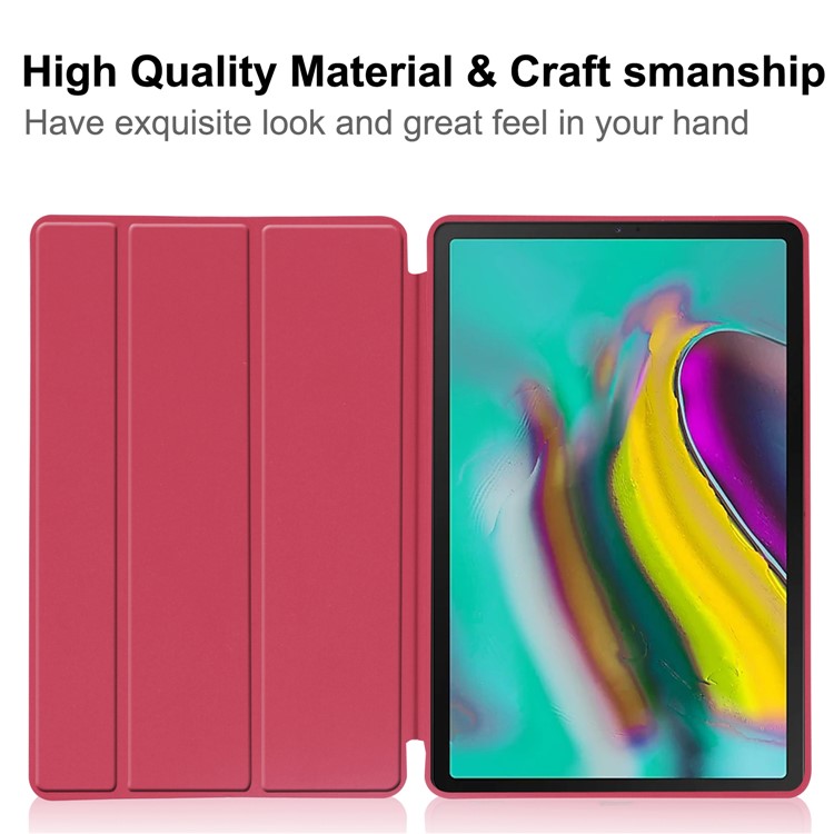 Tri-fold Stand Leather Smart Case for Samsung Galaxy Tab S5e SM-T720 - Red-2