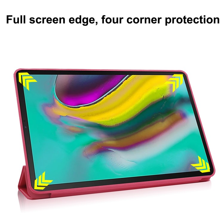 Tri-fold Stand Leather Smart Case for Samsung Galaxy Tab S5e SM-T720 - Red-4