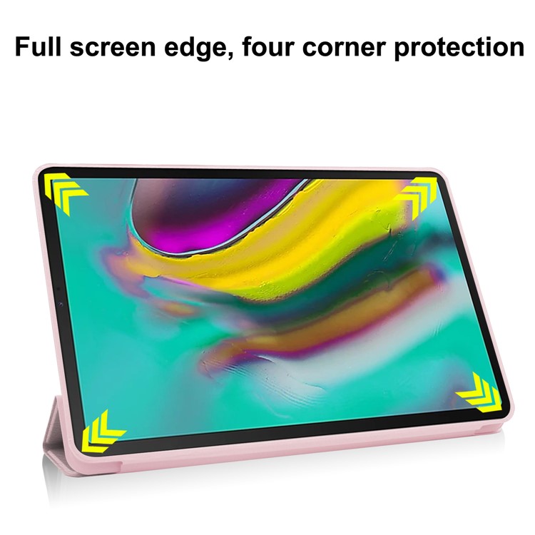 Funda Inteligente De Cuero Con Triple Soporte Para Samsung Galaxy Tab S5e SM-T720 - Oro Rosa-4