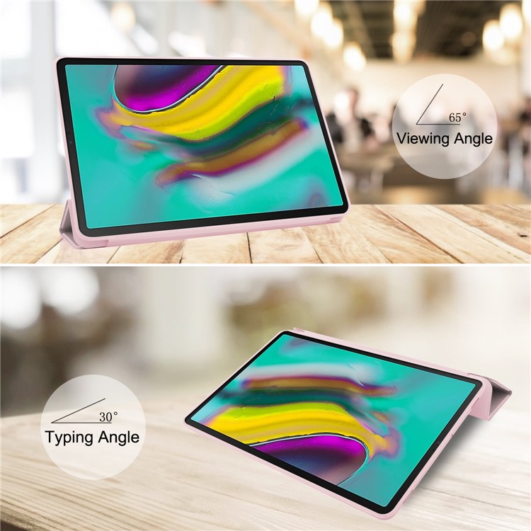 Funda Inteligente De Cuero Con Triple Soporte Para Samsung Galaxy Tab S5e SM-T720 - Oro Rosa-5