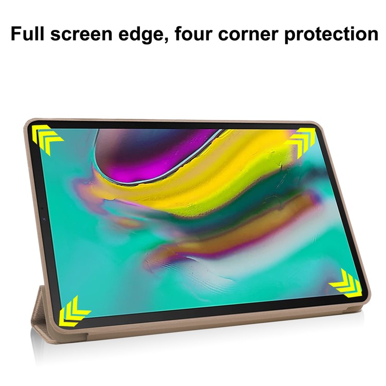 Tri-fold Stand Leather Smart Case for Samsung Galaxy Tab S5e SM-T720 - Gold-4