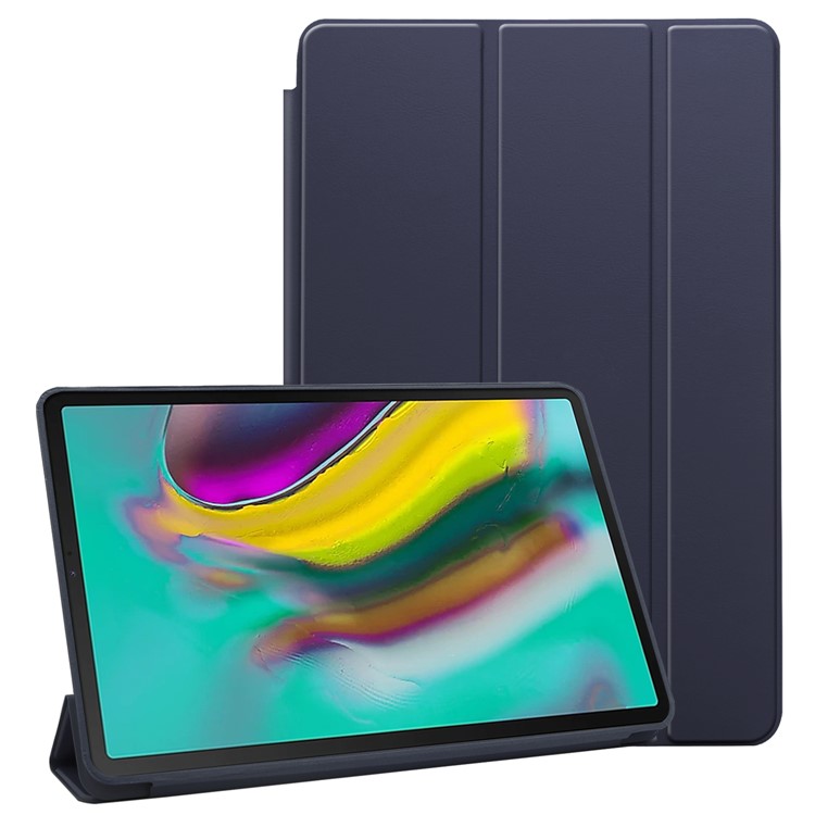 Tri-fold Stand Leather Smart Case for Samsung Galaxy Tab S5e SM-T720 - Dark Blue-1