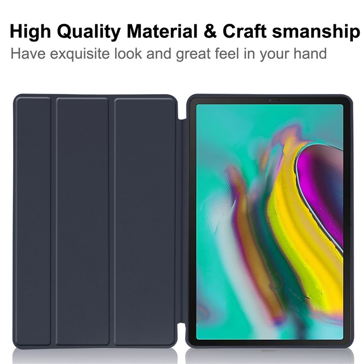 Tri-fold Stand Leather Smart Case for Samsung Galaxy Tab S5e SM-T720 - Dark Blue-2