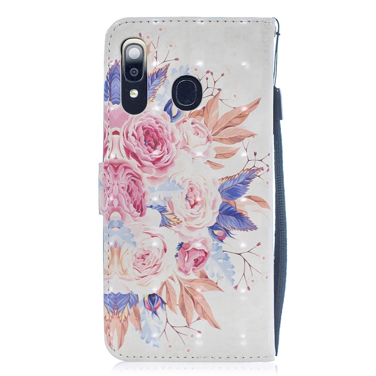 Light Spot Decor Pattern Printing Leather Wallet Case for Samsung Galaxy A20/A30 - Vivid Flowers-3