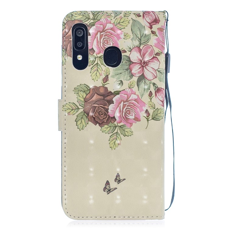 Light Spot Decor Pattern Printing Leather Wallet Case for Samsung Galaxy A20/A30 - Fresh Flowers-2